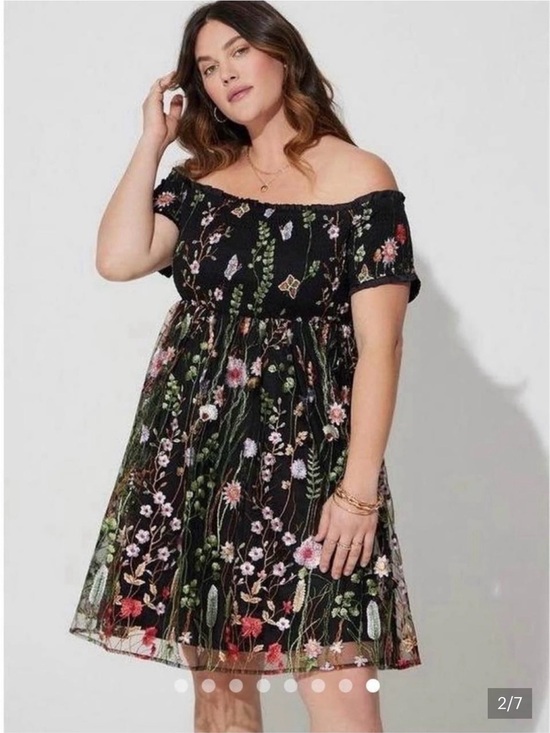 torrid Dresses & Skirts - Torrid NWT Special Occasion Black Floral Embroidered Tea Dress
